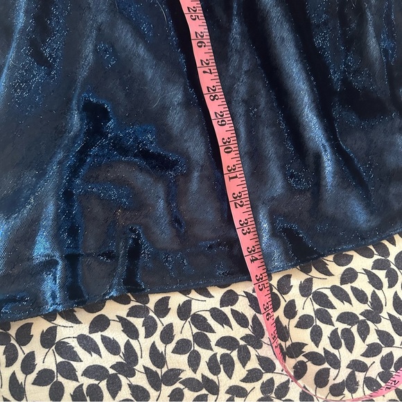 Halston Heritage Blue Velvet Metallic Shimmer Cowl Neck Strappy Back Dress 4 - Picture 16 of 16